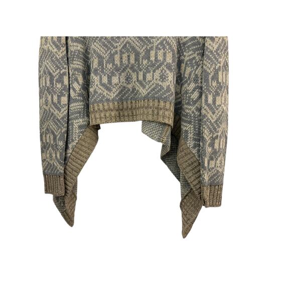 Cotton Emporium Cropped Waterfall Sweater L Cardigan NEW Gray Tan Acrylic Boho - Picture 6 of 11